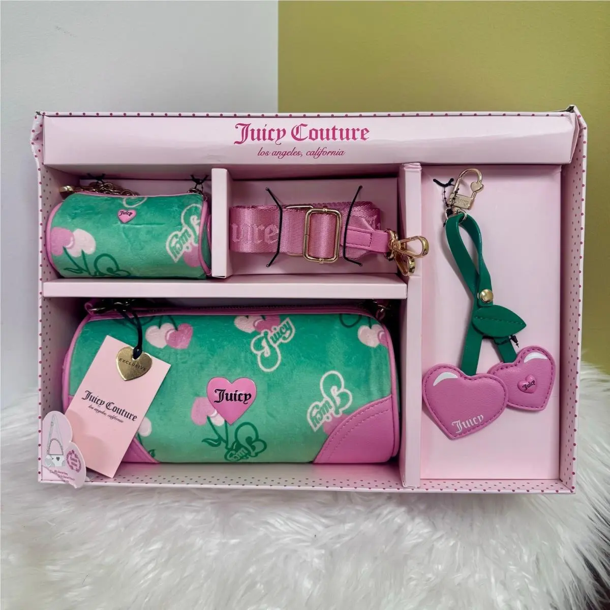 Heritage Cherry Barrel Bag Gift Set Greencharm Mini Crossbody by Juicy Couture
