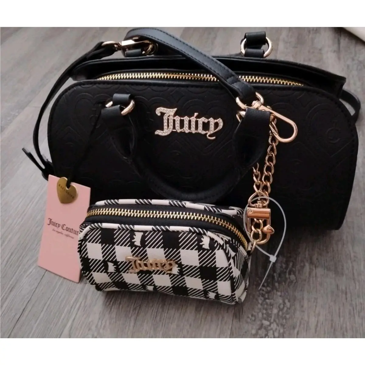 Magic Spark Satchel Liquorice Black W/matching Pouch by Juicy Couture