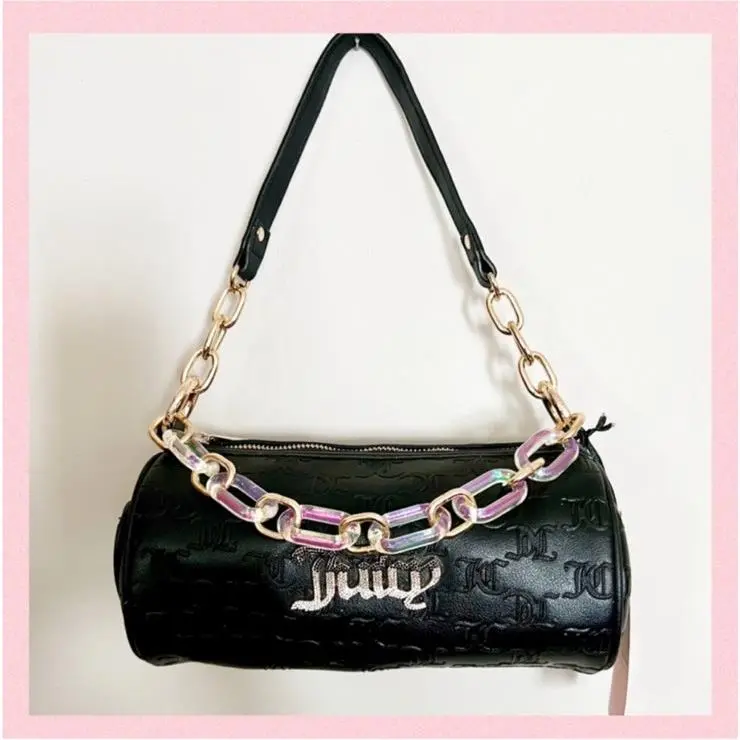 Bling Bling Barrel Handbag Black Gold Chain Bling “juicy” Logo by Juicy Couture