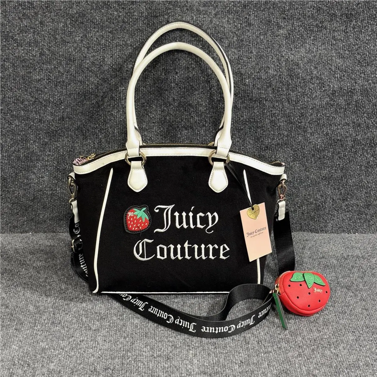 Tote Bag Womens Medium Black Sweet N Juicy Apple Crossbody Co by Juicy Couture