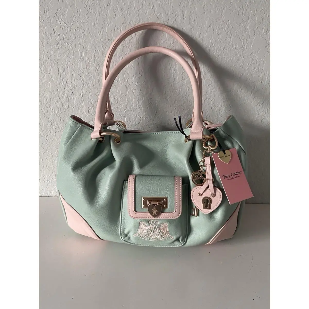 Royal To Juicy Satchel Bag In Frosty Green Pink W/charm Viral by Juicy Couture