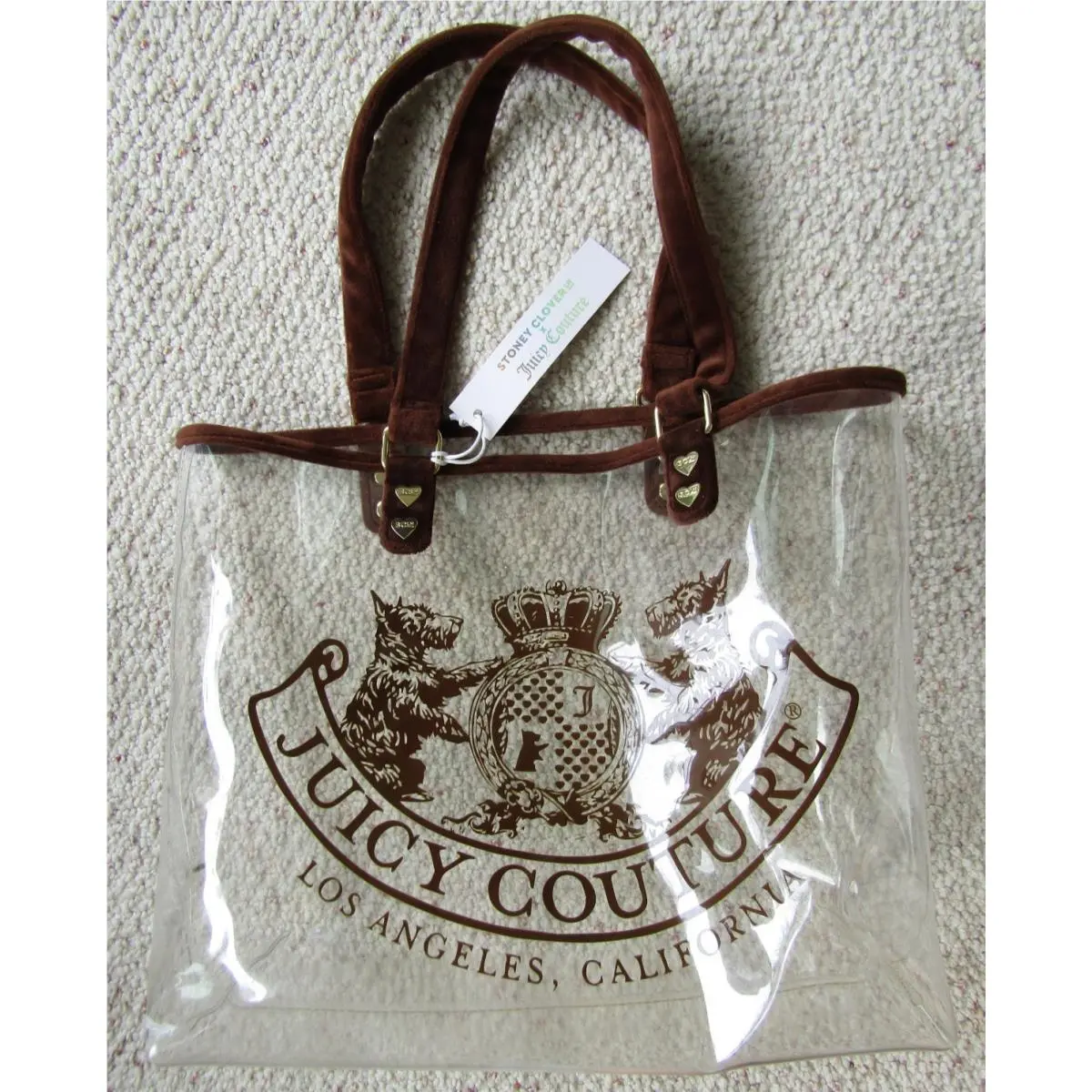 Stoney Clover Lane x  Clear Tote Bag Brwn Velour SCL-JC-CLT-001 by Juicy Couture