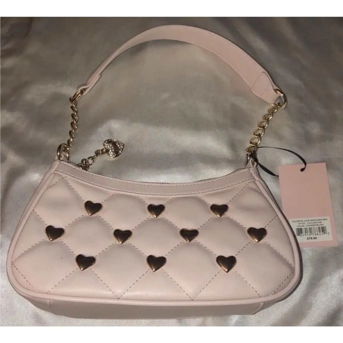 Powder Blush Colorful Love Shoulder Bag Heart Stud Accents by Juicy Couture