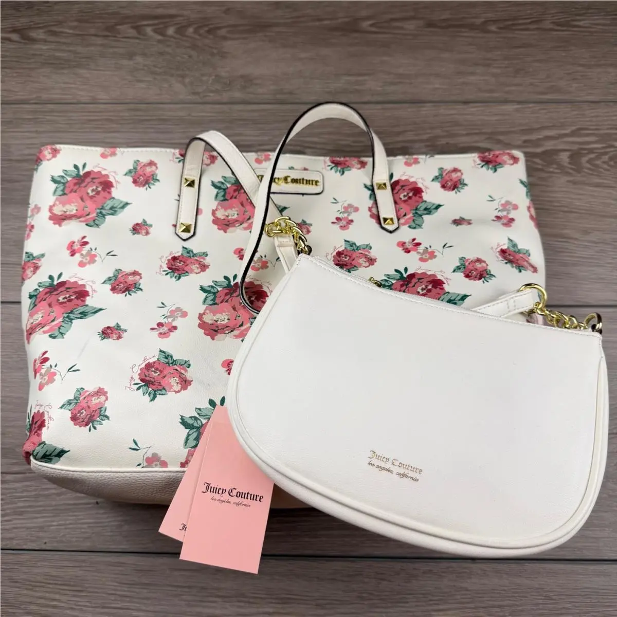 Womens Day to Date Tote 2-in-1 Floral White Large by Juicy Couture