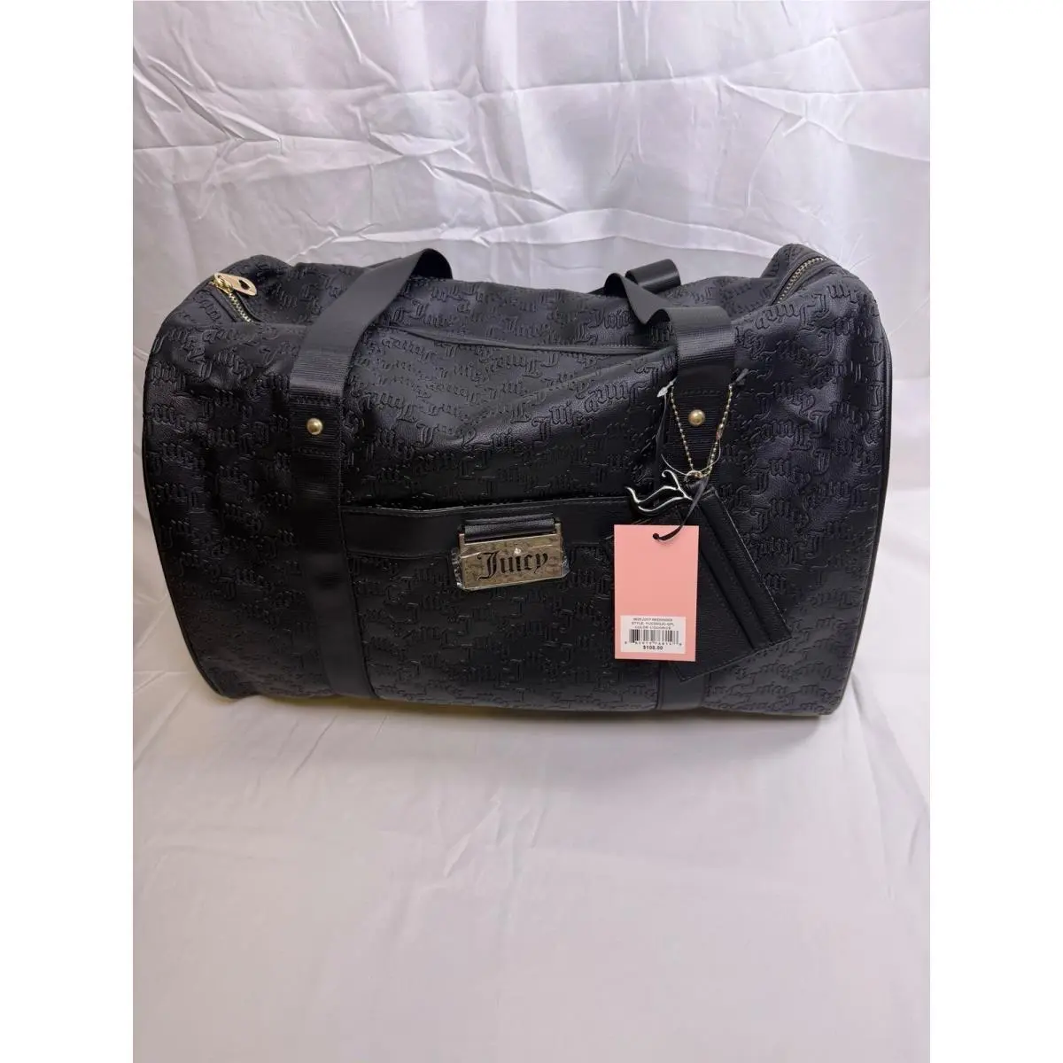 Miss Juicy Weekender Bag Black Embossed Logo Duffel 11JCD0QJC-GPL by Juicy Couture