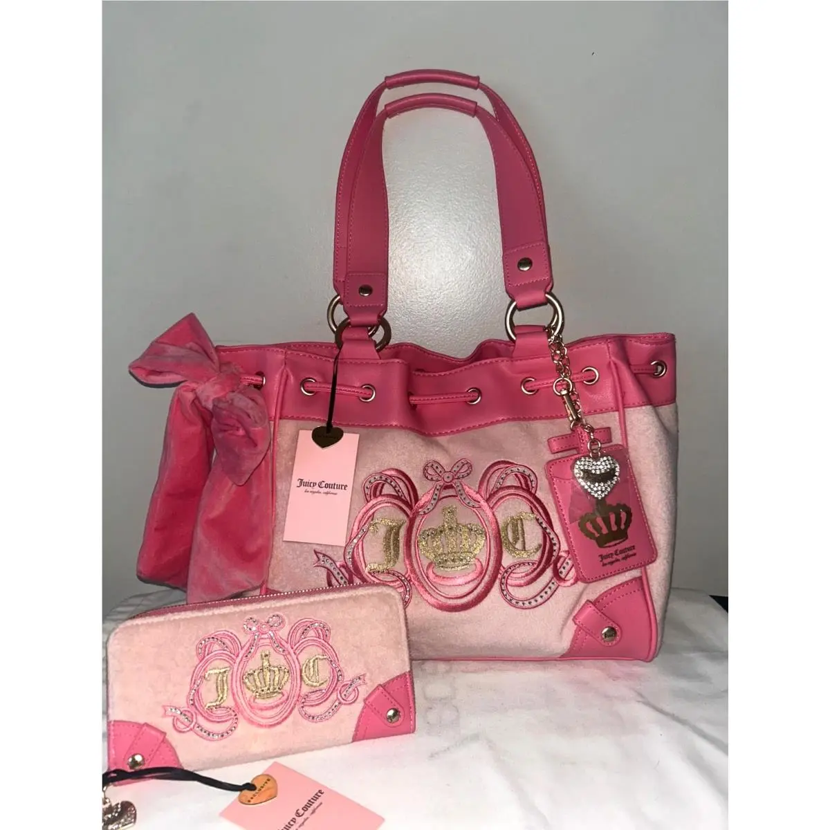 Juicy Lovers Club Tote + Wallet in Pink Diamond by Juicy Couture