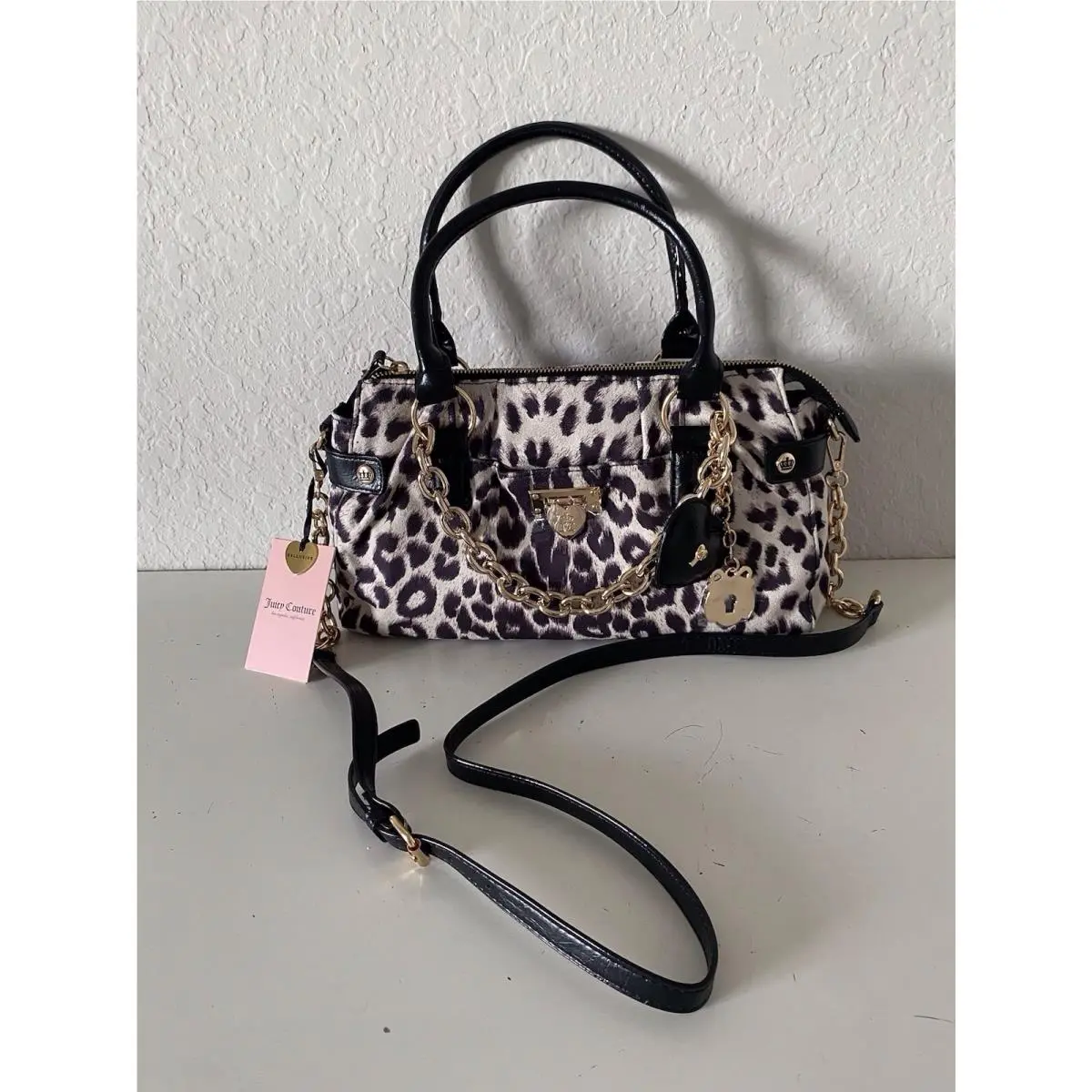 Fashionable Juicy Satchel Bag Crossbody W/charm Snow Leopard by Juicy Couture