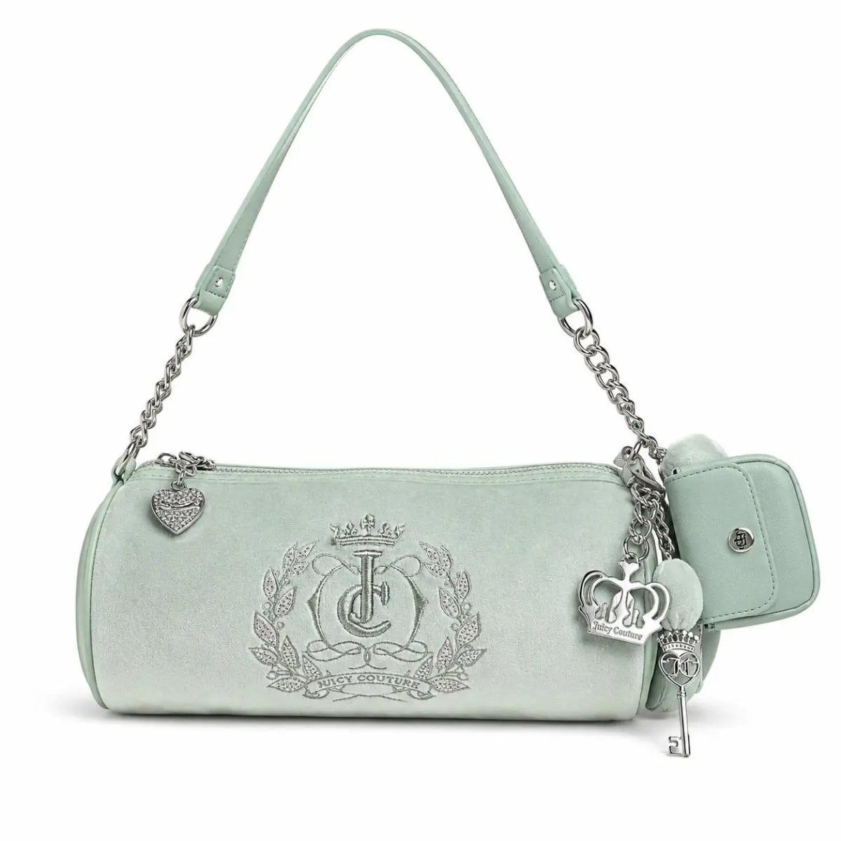 Sparkle Royal Barrel Shoulder Bag Frosty Green Charms Pouch by Juicy Couture