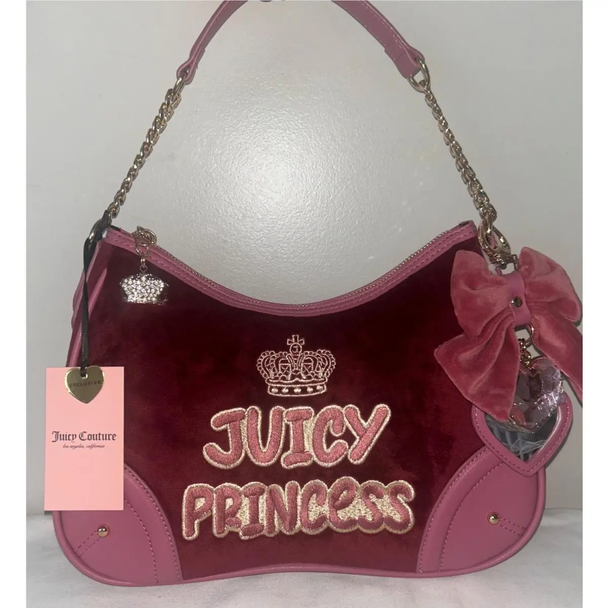 Velour American Princess Shoulder Bag in Cranberry Juicy by Juicy Couture