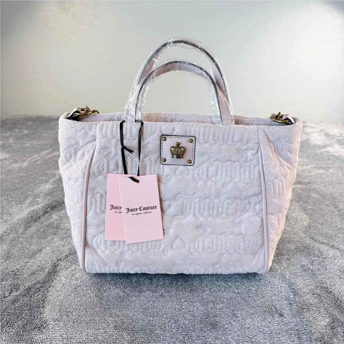 Totally Juicy Tote Bag Dusty Blush Velour Crossbody by Juicy Couture