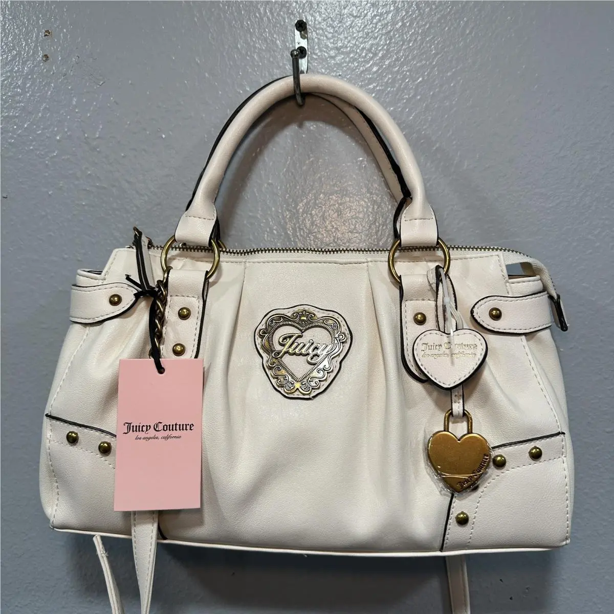 In Her Juicy Era Satchel Bag Soft White Crossbody Bag W/charm by Juicy Couture