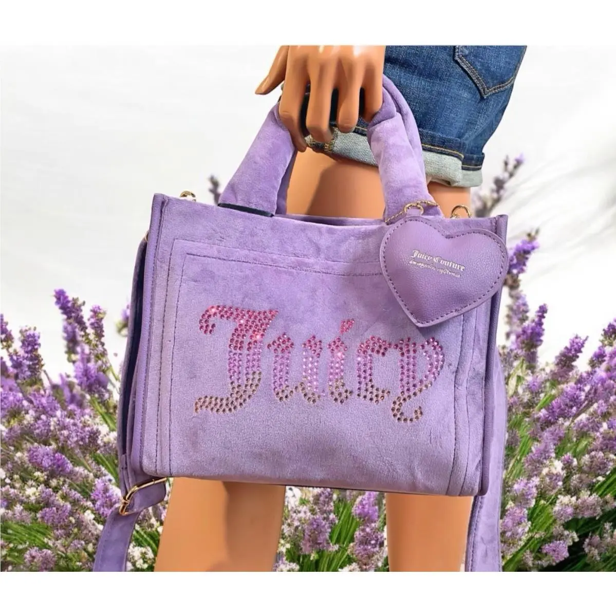 Dusty Violet Big Spender Heart Charm Mini Tote Bag Satchel by Juicy Couture