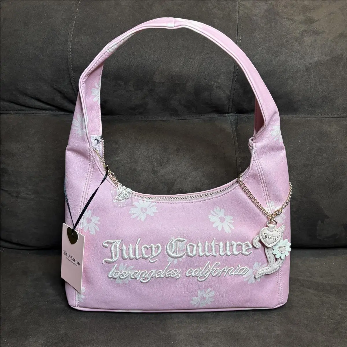 Daisy For Juicy Hobo Bag Purse Flamingo Pink Floral Charm by Juicy Couture