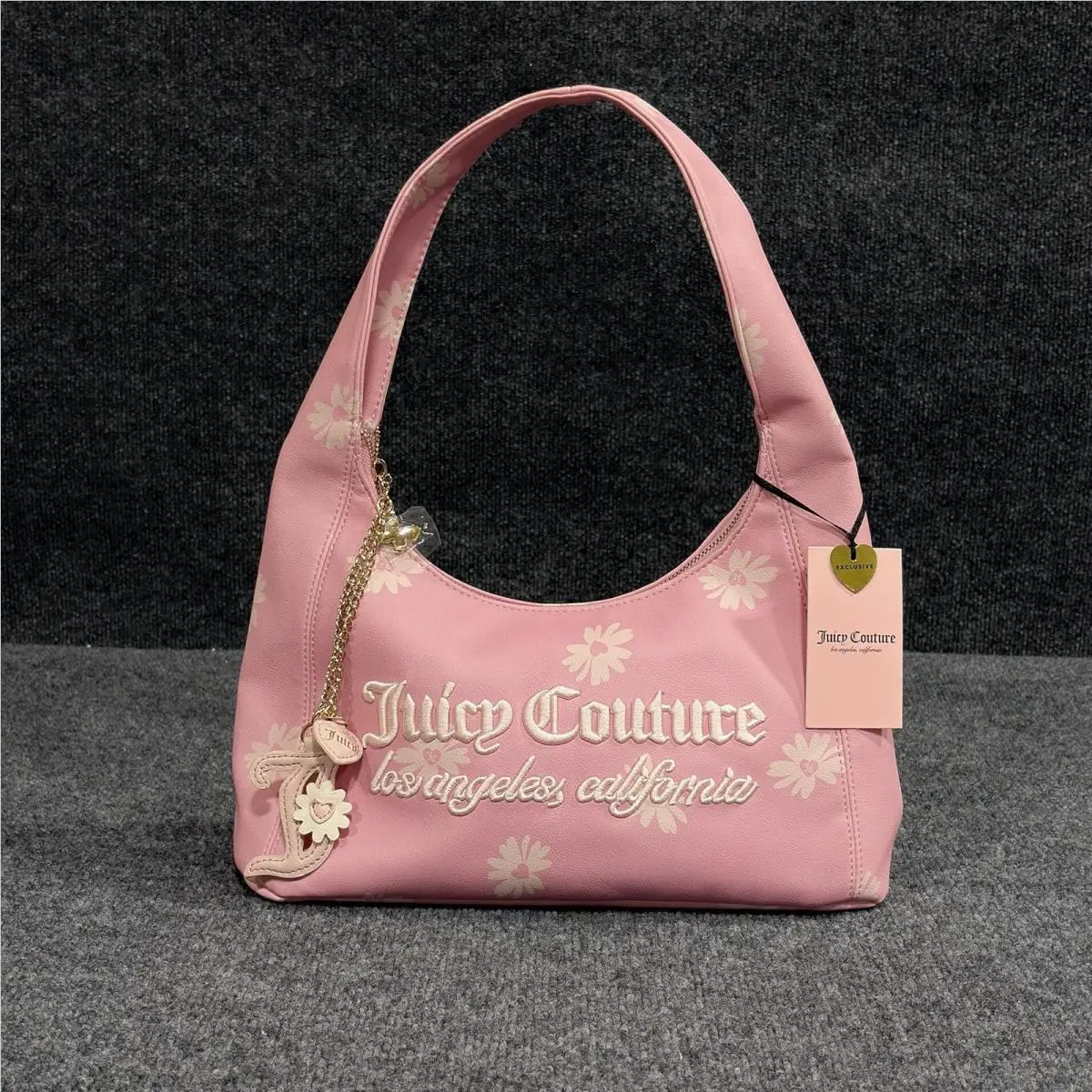 Hobo Bag Womens Small Pink Daisy Floral Shoulder Pvc Charm by Juicy Couture