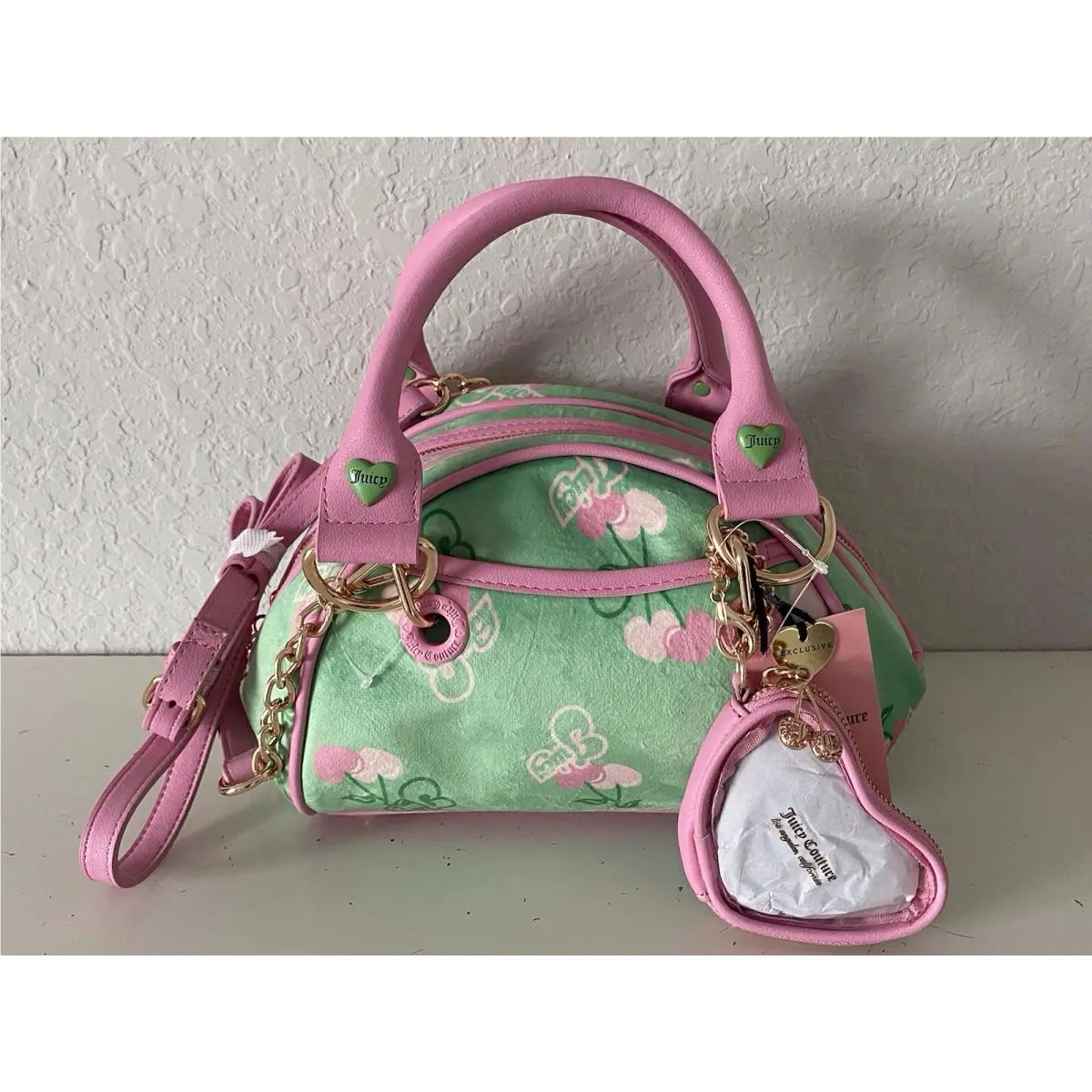 Retro Juicy Satchel Cherry Gelato In Retro Green W/coin Purse by Juicy Couture