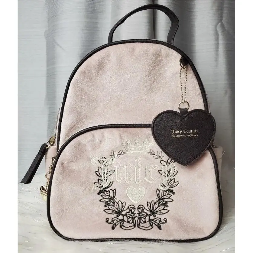 Pink  Backpack Purse Bag Mini Backpack Cute Velour Dusty Blush by Juicy Couture