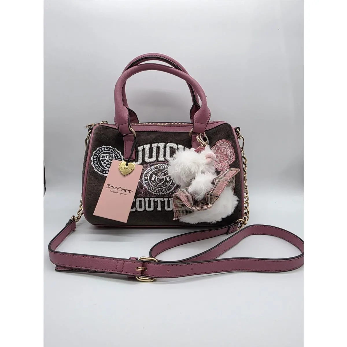 Brown Pink Varsity Satchel Gold Hardware by Juicy Couture