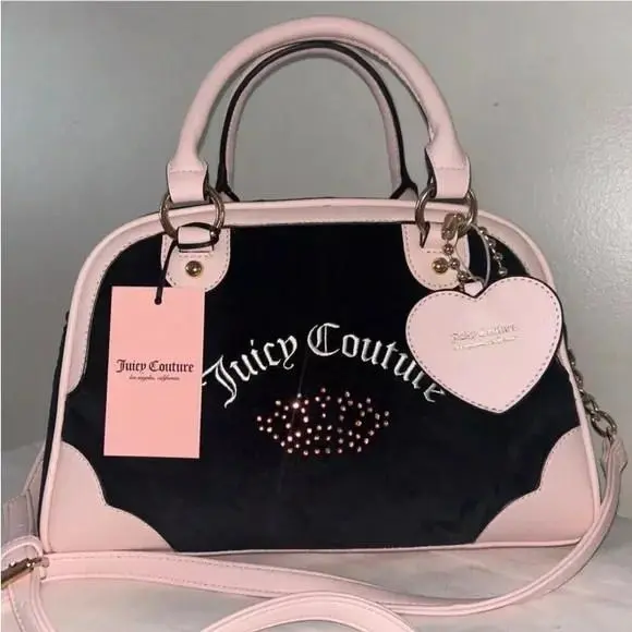 Urban Heritage Bowler Velour Crossbody Bag Black by Juicy Couture