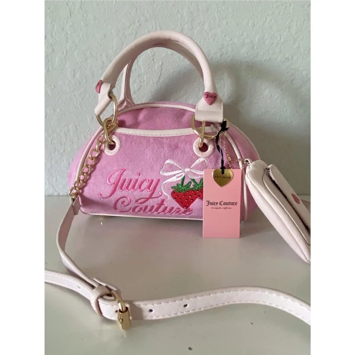 Retro Strawberry Cherry Blossom Bowler Satchel Bag W/pouch by Juicy Couture