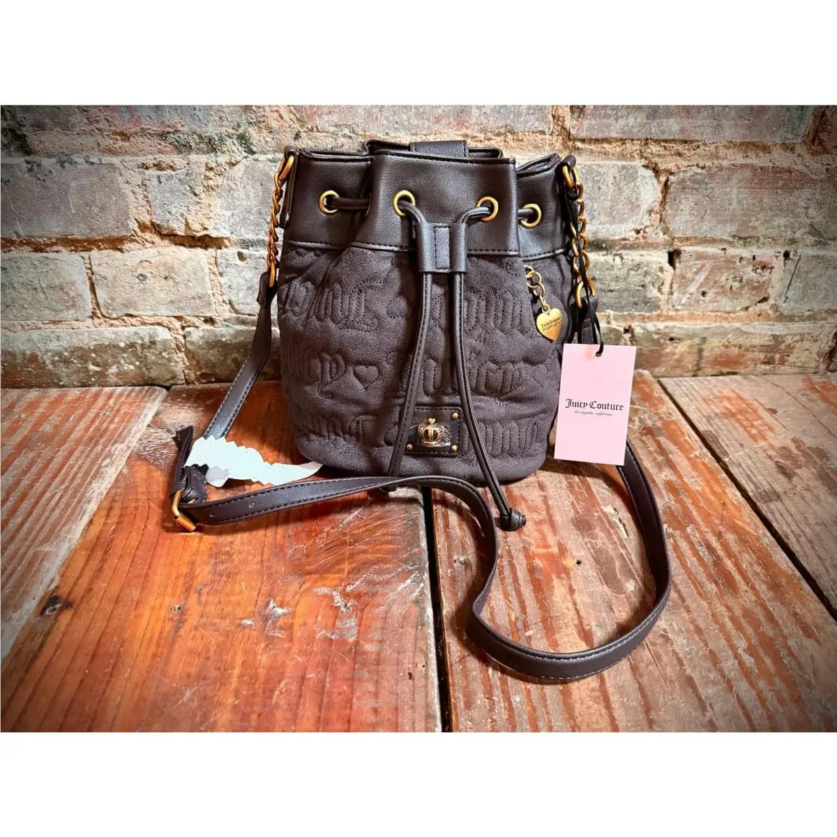 Totally Juicy Bucket Bag Chocolate Brown Velour by Juicy Couture