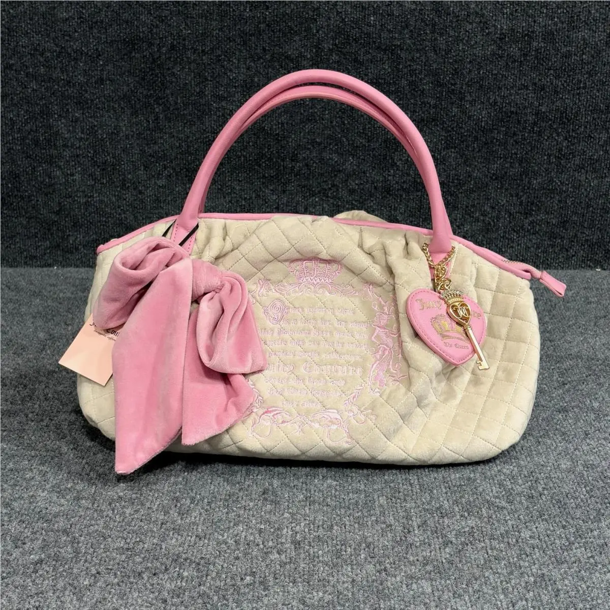 Satchel Bag Womens Medium Sand Pink Quilted Juicy Tale Bowler by Juicy Couture