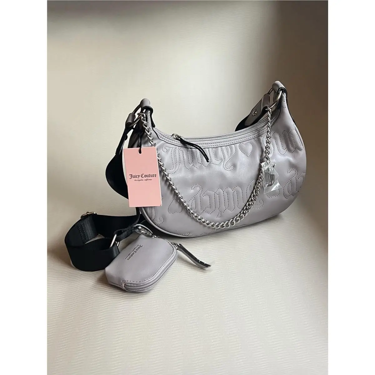 Quilted Puff Half Moon Crossbody – Grey by Juicy Couture