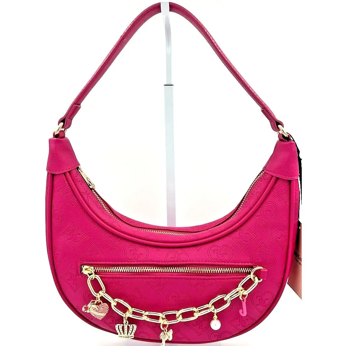 Top Notch Hobo Shoulder Bag Raspberry Tart Gold Hardware Charms by Juicy Couture
