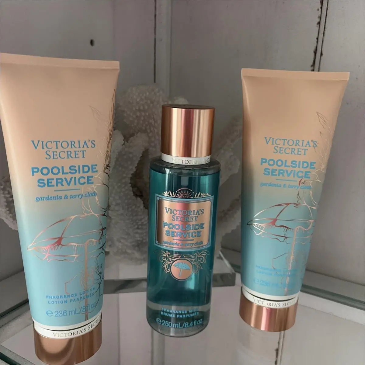 Victoria`s Secret Poolside Service 1 Body Mist 2 Lotion Htf Full Size