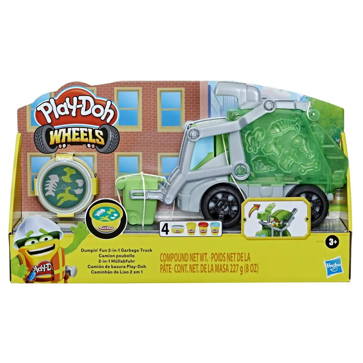 Play-doh Wheelie Bin Truck Garbage Modelling Clay and 3 Pots F5173