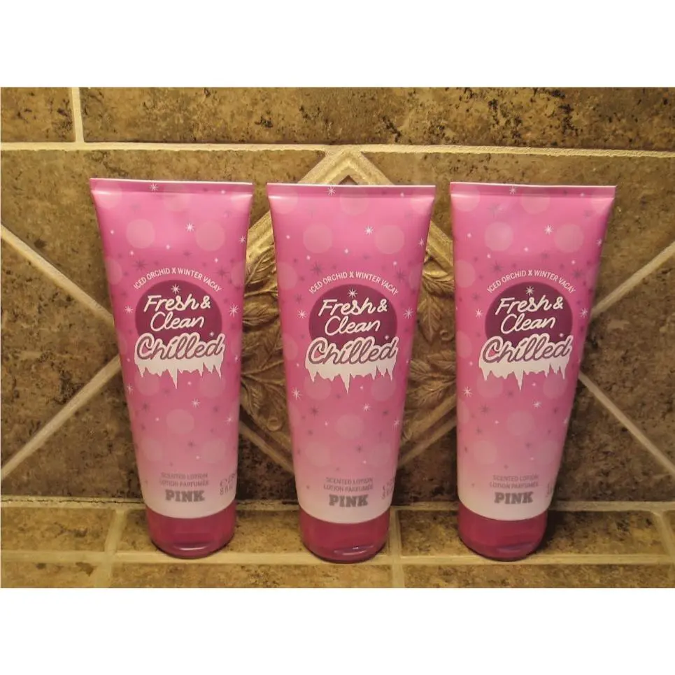 Victoria`s Secret Pink Fresh Clean Chilled Body Lotion 8 oz Lot OF 3 by Victoria's Secret