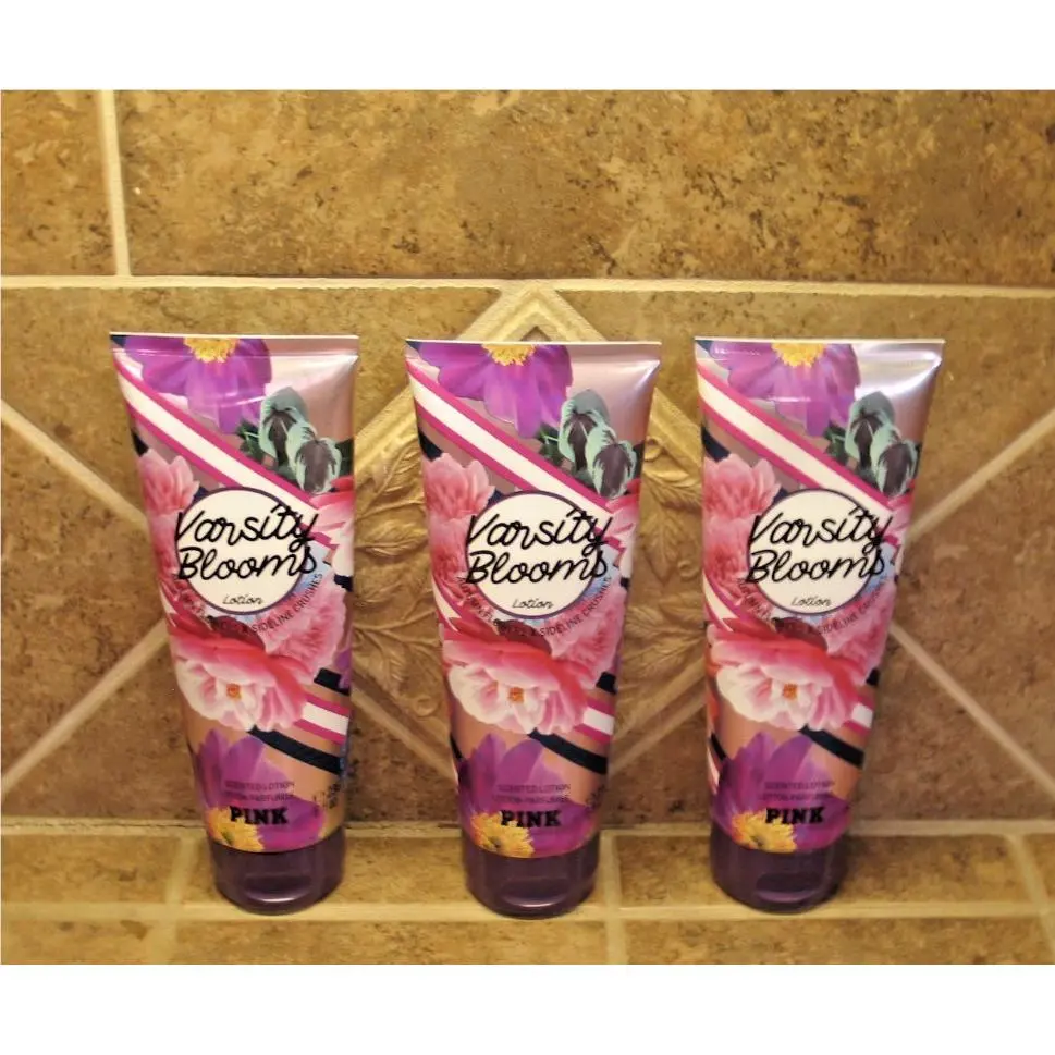 Victoria`s Secret Pink Varsity Blooms Body Lotion 8 oz Lot OF 3 by Victoria's Secret