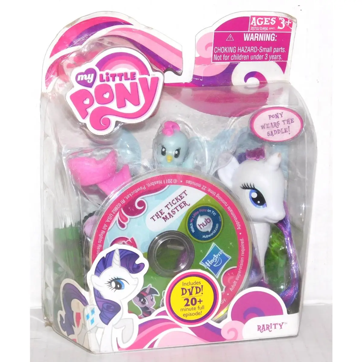 2011 My Little Pony Rarity Blue Bird Friend Saddle Brushable Dvd Hasbro