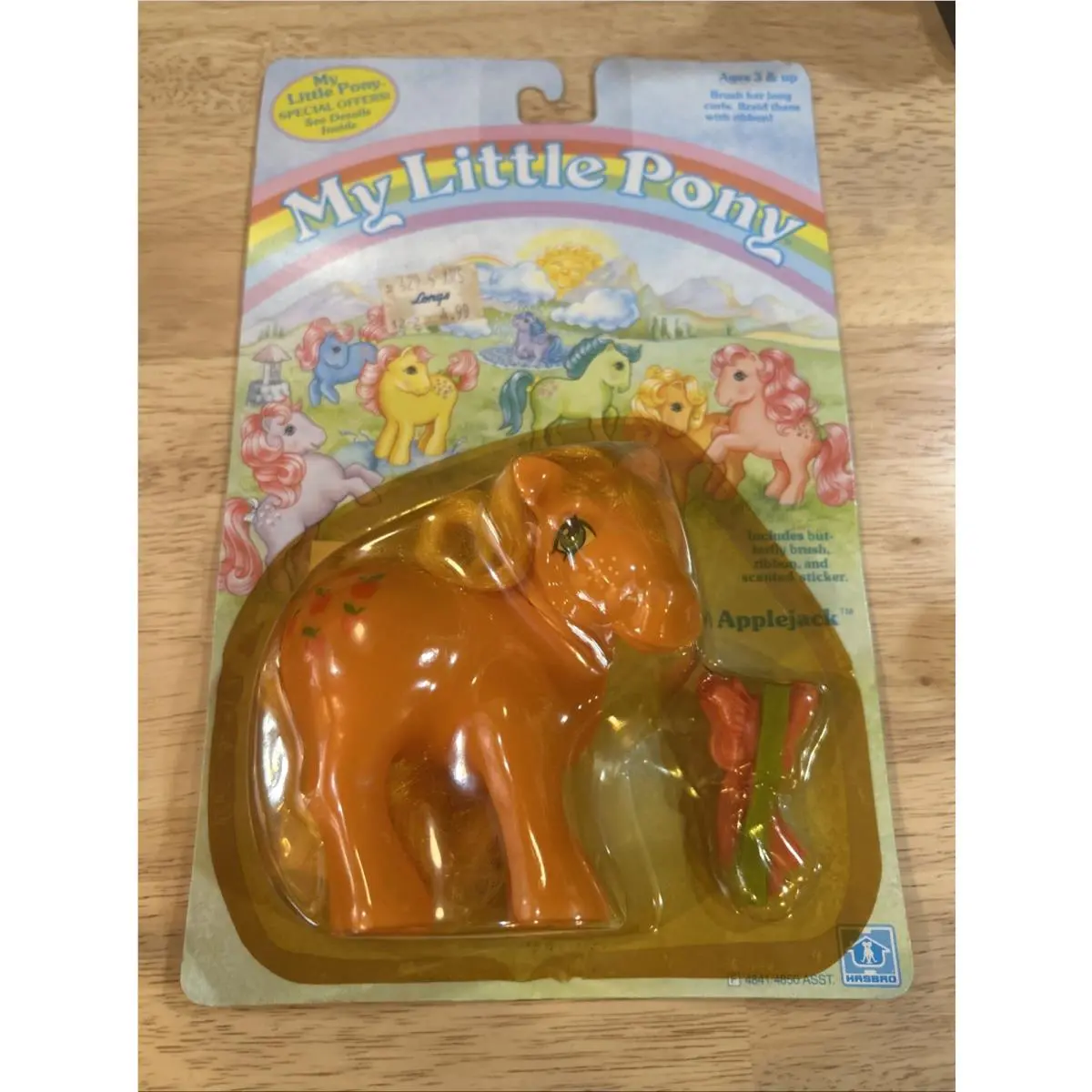 My Little Pony Vintage Applejack Moc Hasbro G1 Pink W/ Yellow Hair
