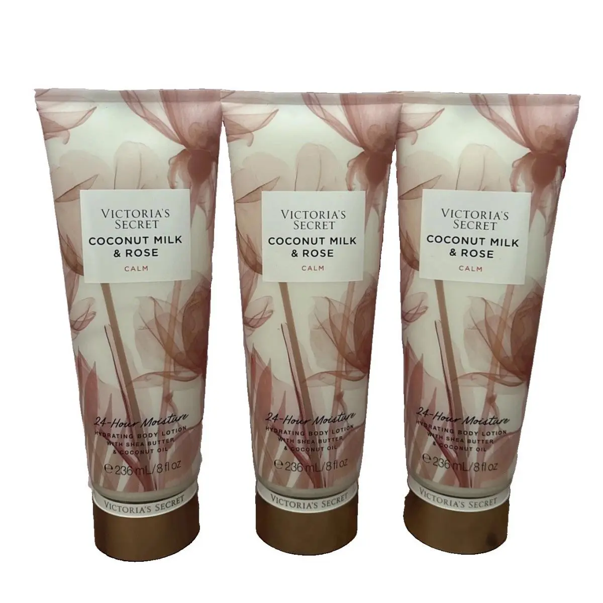 3 Victoria`s Secret Coconut Milk Rose Fragrance Body Lotion 8 oz Each-new