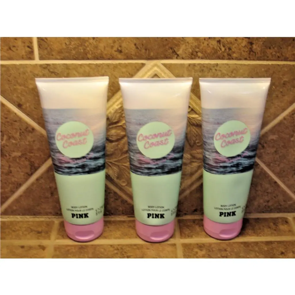 Victoria`s Secret Pink Coconut Coast Body Lotion 8 oz Lot OF 3 by Victoria's Secret