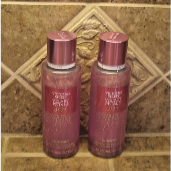 Victoria`s Secret Velvet Petals Joy Shimmer Fragrance Body Mist Spray Lot OF 2