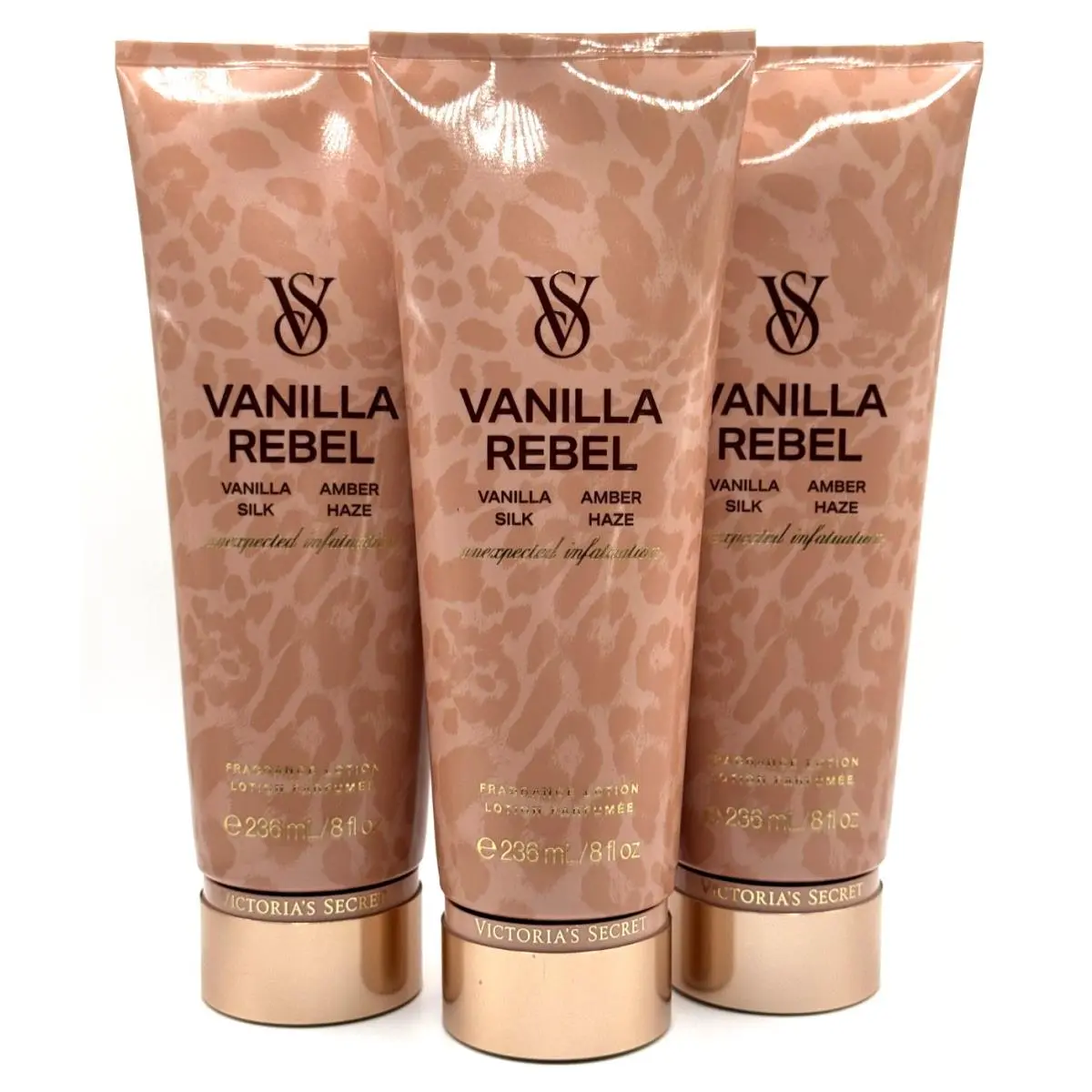 3 Victoria`s Secret Vanilla Rebel Fragrance Lotion Body Cream 236 ML 8 FL OZ