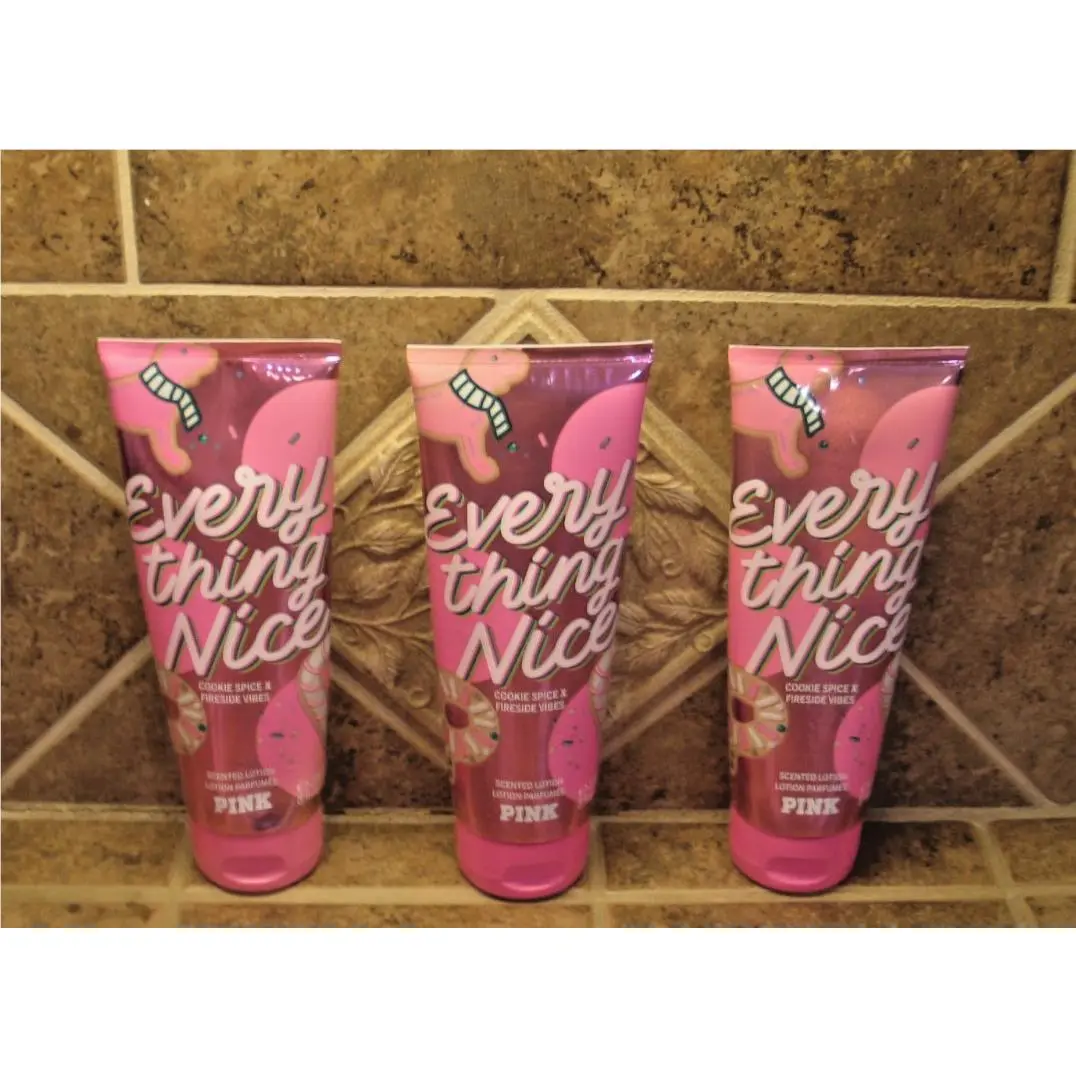 Victoria`s Secret Pink Everything Nice Cookie Spice Body Lotion 8 oz Lot OF 3 by Victoria's Secret