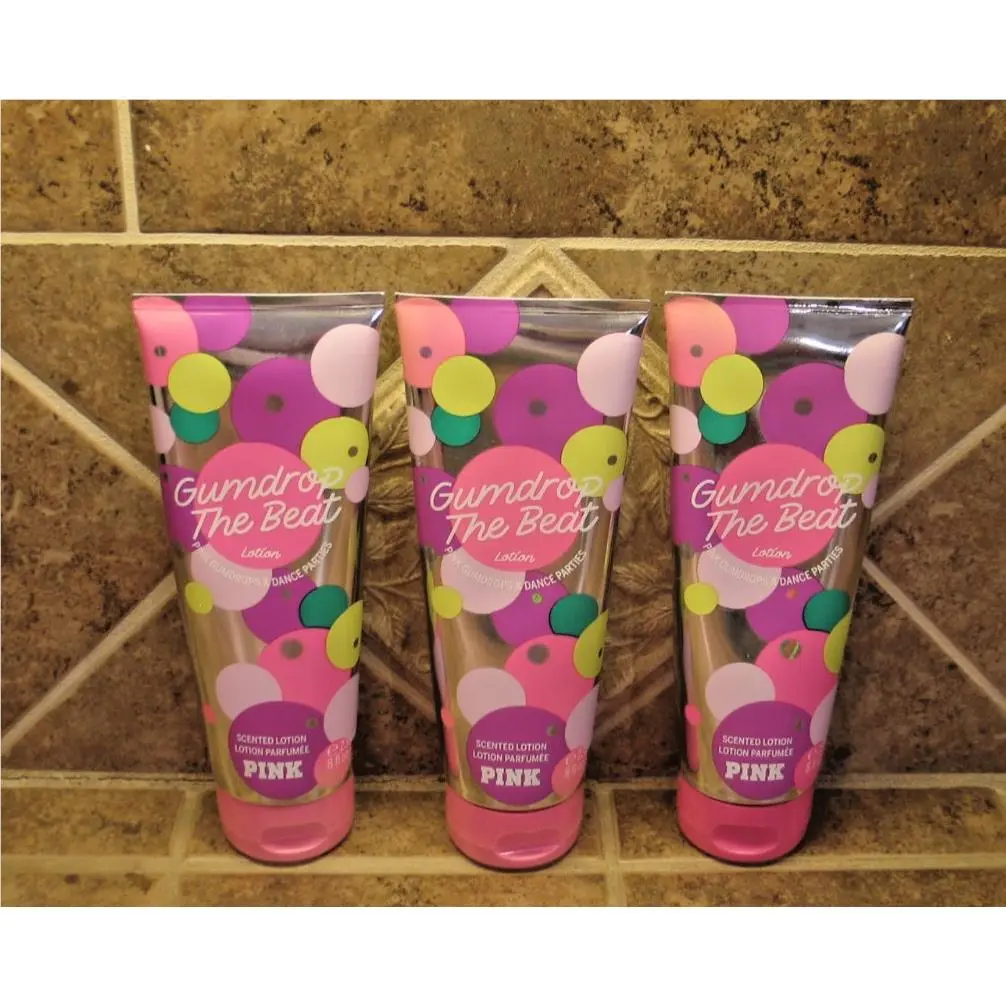 Victoria`s Secret Pink Gumdrop The Beat Body Lotion 8 oz Lot OF 3 by Victoria's Secret