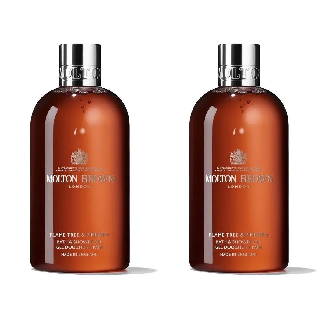 2 x Molton Brown Flame Tree Pimento Bath Shower Gel Body Wash 300ml 10oz