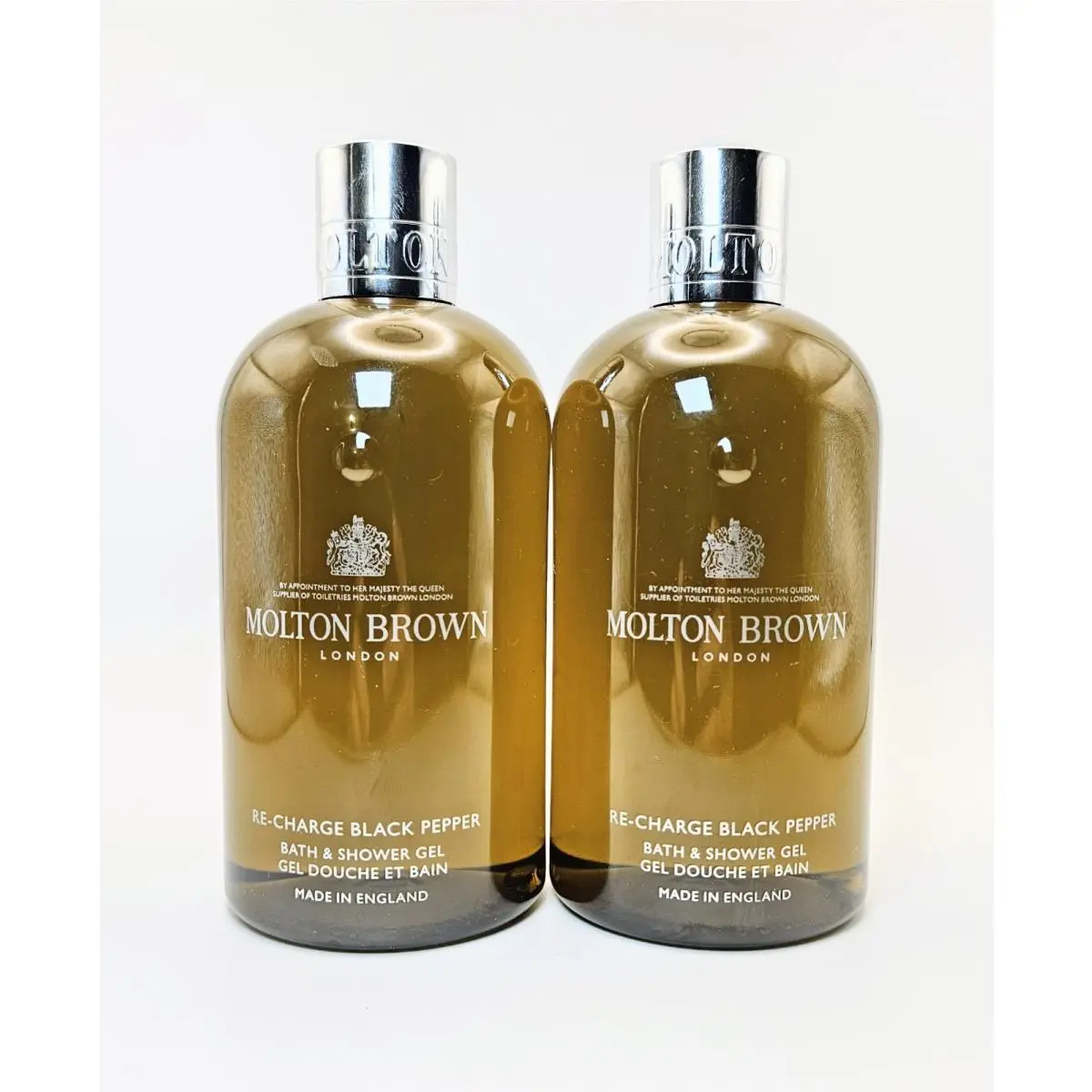 x2 Molton Brown Re-charge Black Pepper Bath Shower Gel 10 oz Each