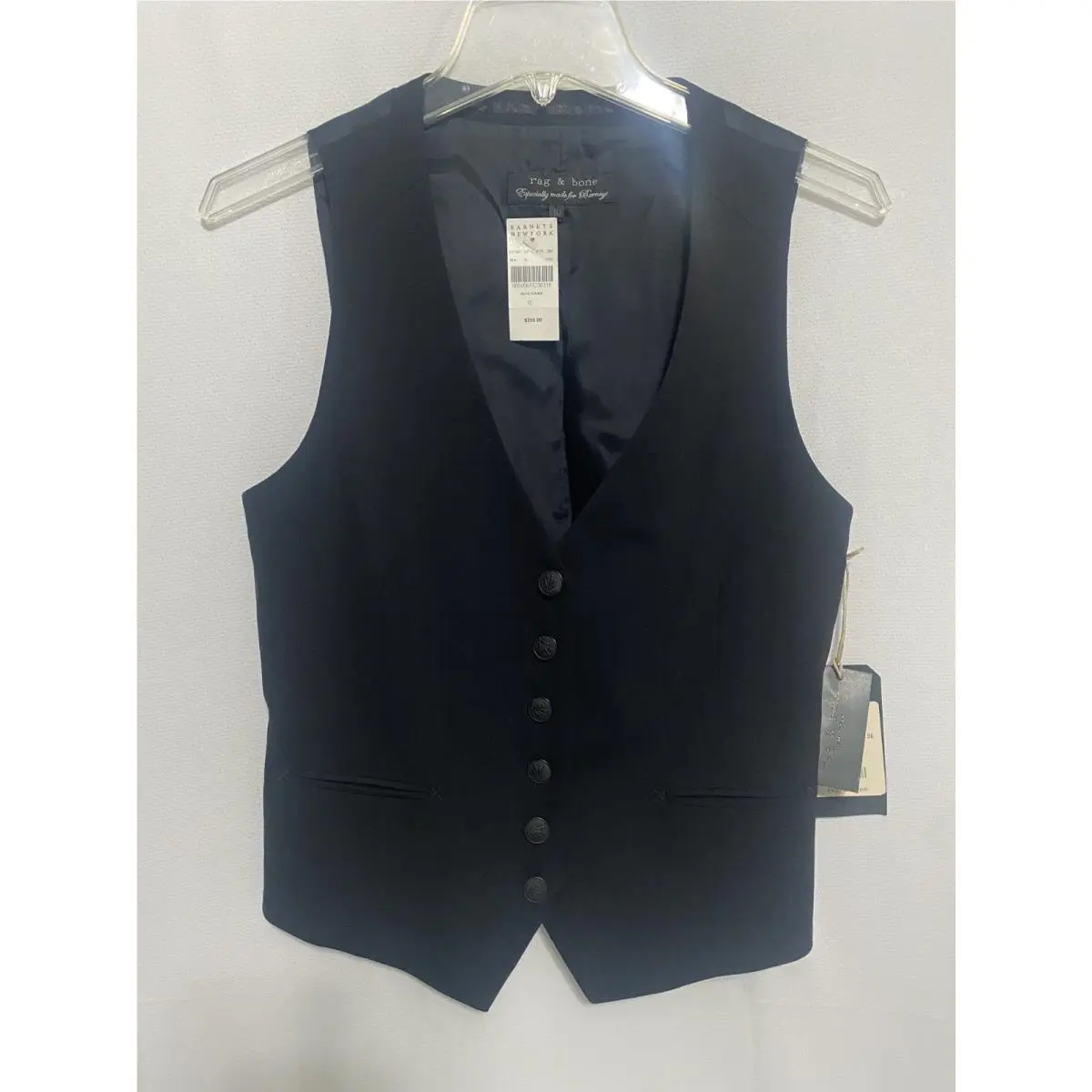 Rag Bone Barneys York Chamber Waistcoat Vest Wool Black Size 10