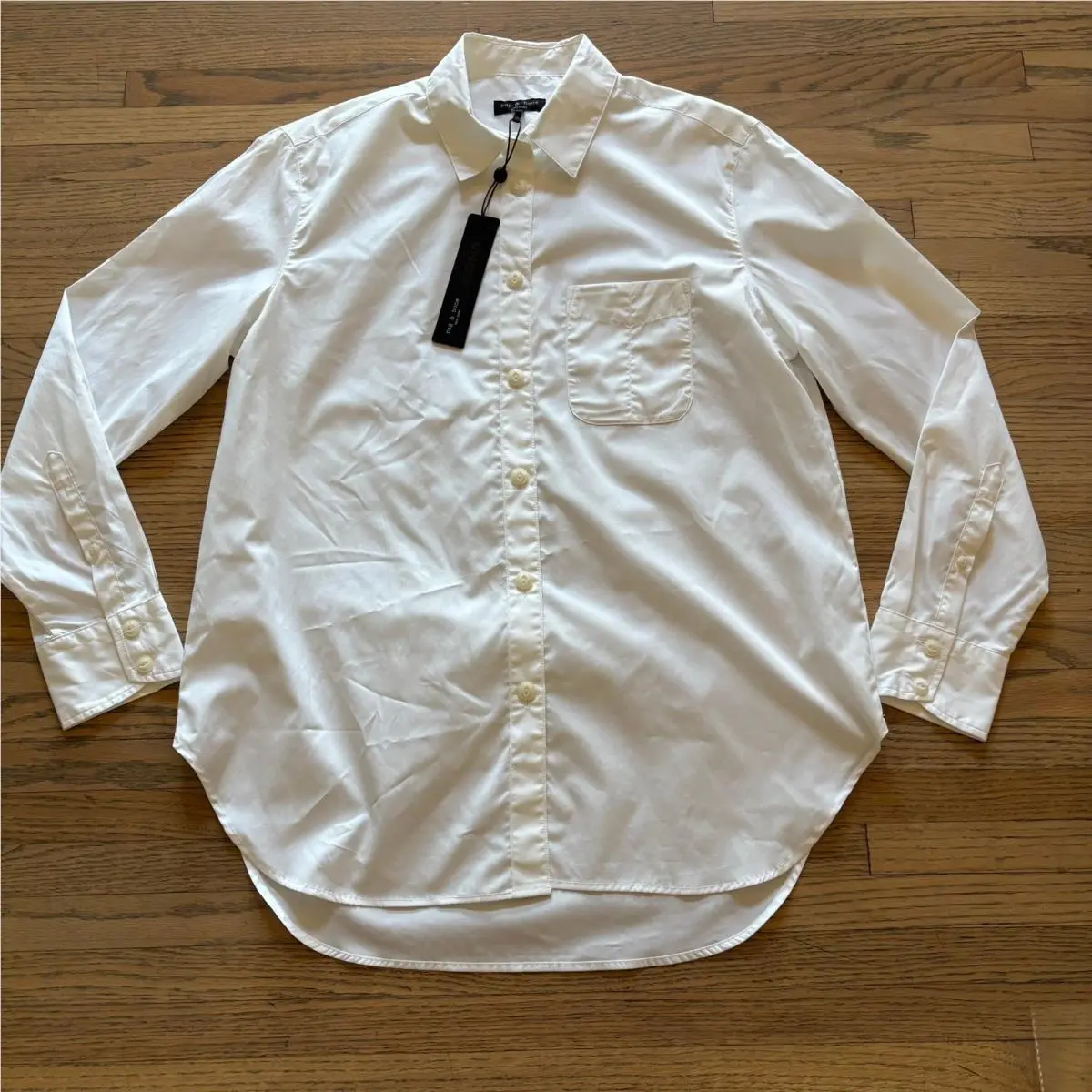 Rag Bone Maxine Button Down Shirt White Cotton WAW22PA050PO50 Small
