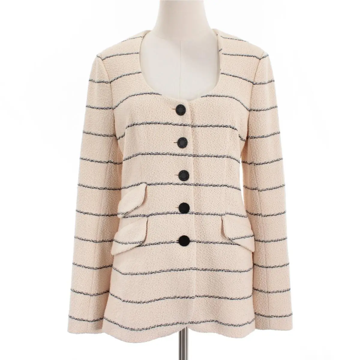 Rag Bone Roslyn Tweed Jacket Size 8 in Creamy Beige / Navy
