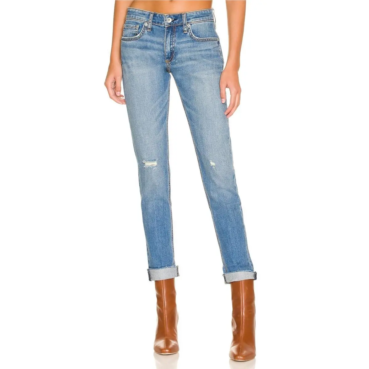 Rag Bone Dre in Mick w/ Holes Low Rise Slim Boyfriend Stretch Jeans 28