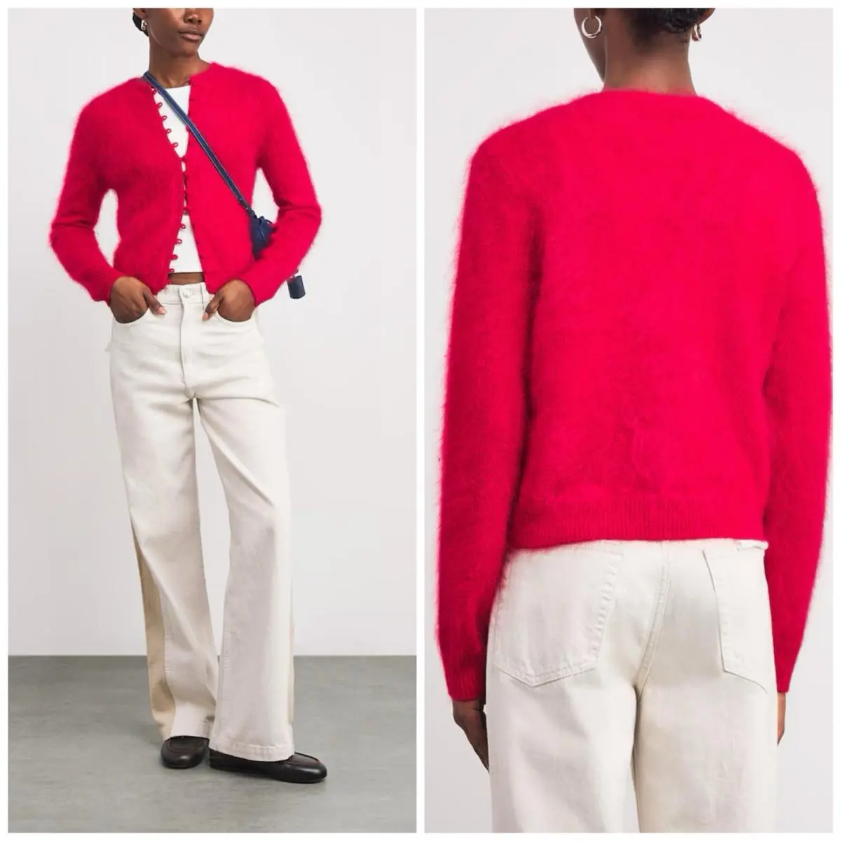 Rag Bone Jada Brushed Cashmere Cardi In Red Size: Small