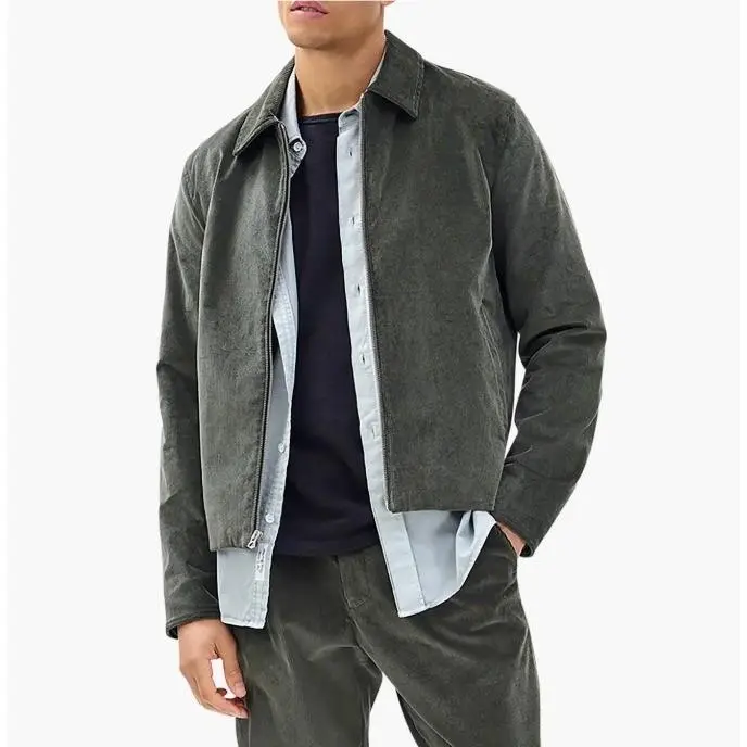 Rag Bone Melrose Corduroy Jacket Large Dark Shadow Grey Zip Up Harrington