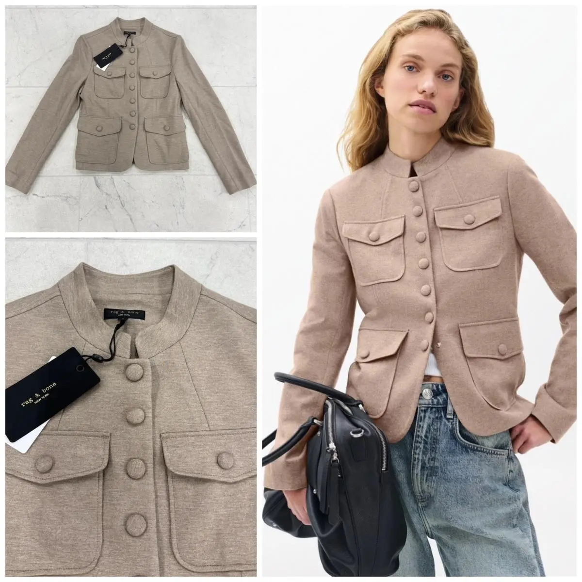 Rag Bone Mercer Ponte Blazer In Heather Oatmeal Size: 00