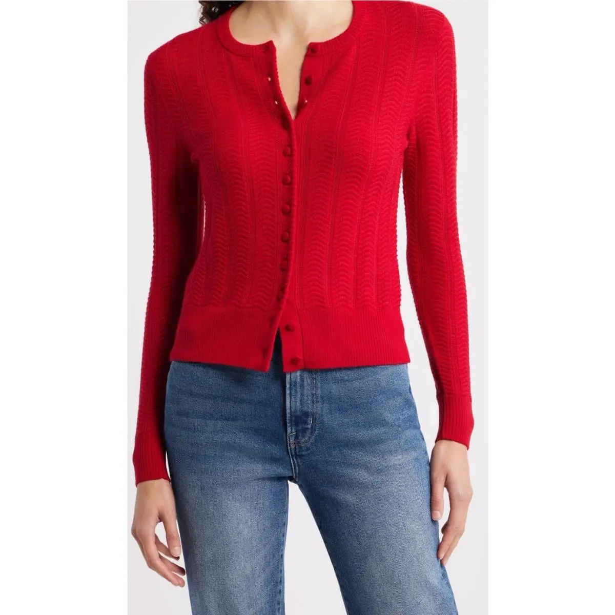 Rag Bone Red Francesca Wool-blend Cardigan Button Closure Size S