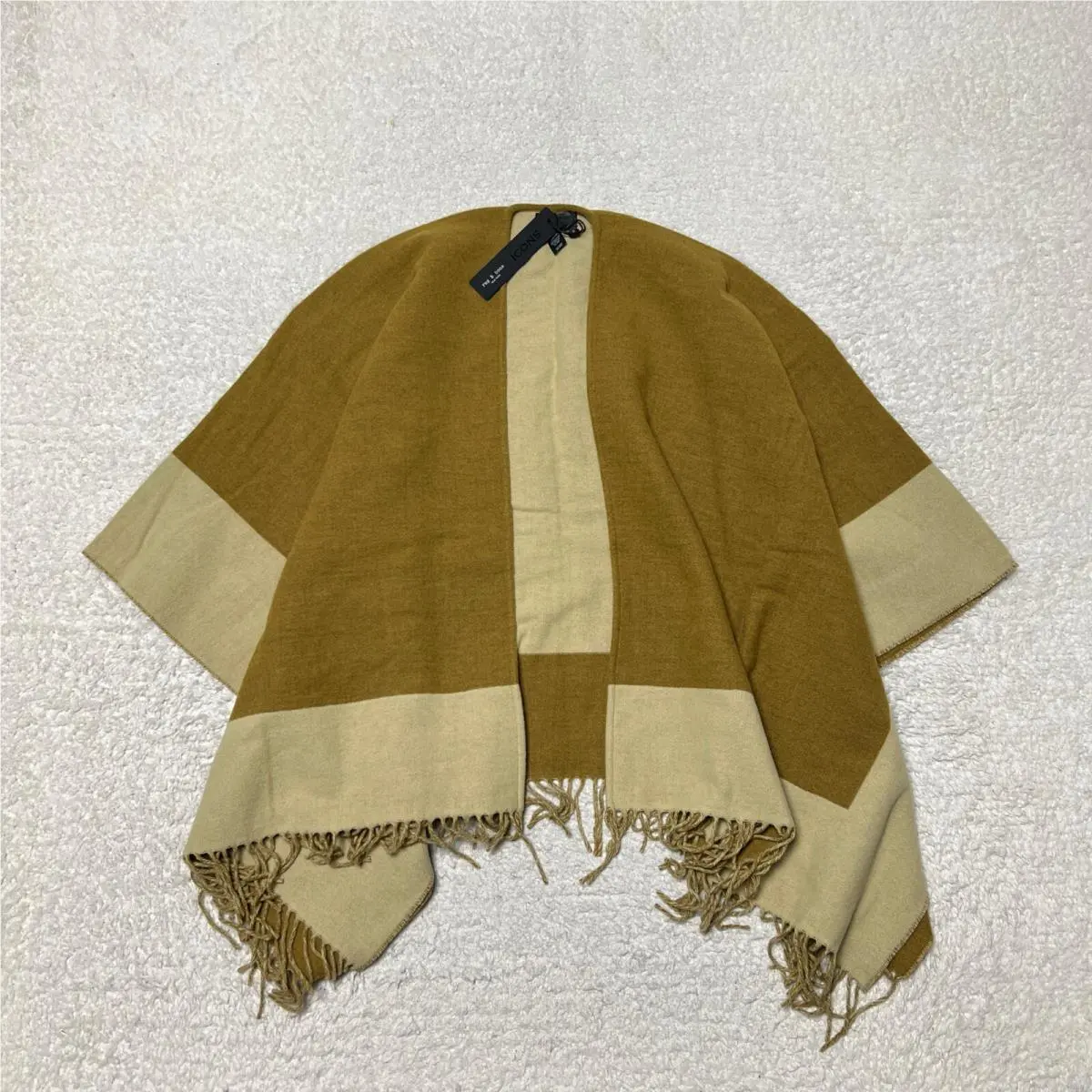 Rag Bone Poncho Cape Sweater Brown Reversible Wool Highlands Fringe Cardigan